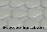 CPB91 15.5 inches 15*20mm flat teardrop white porcelain beads wholesale