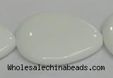 CPB94 15.5 inches 30*40mm flat teardrop white porcelain beads wholesale