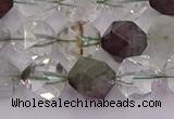 CPC18 15.5 inches 12mm faceted nuggets green phantom quartz beads