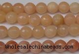 CPE12 15.5 inches 8mm faceted round peach stone beads wholesale