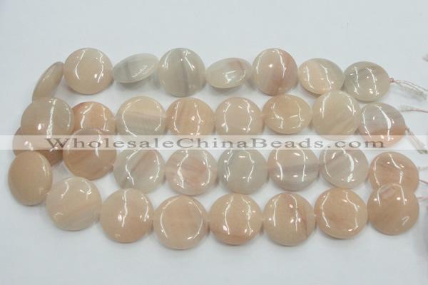 CPI10 15.5 inches 25mm flat round pink aventurine jade beads wholesale