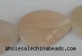 CPI158 15.5 inches 25*35mm carved leaf pink aventurine jade beads