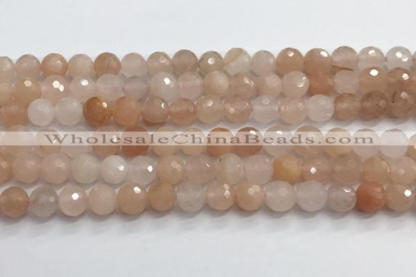 CPI219 15.5 inches 12mm faceted round pink aventurine jade beads wholesale