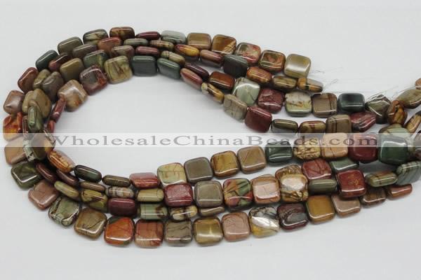 CPJ06 15.5 inches 14*14mm square picasso jasper beads wholesale