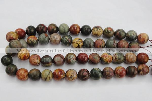 CPJ106 15.5 inches 16mm round picasso jasper gemstone beads wholesale