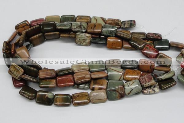 CPJ11 15.5 inches 15*20mm rectangle picasso jasper beads wholesale