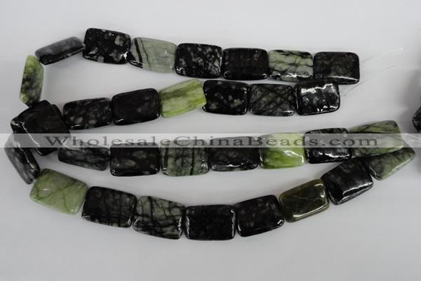 CPJ233 15.5 inches 18*25mm rectangle green picasso jasper beads