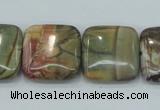 CPJ32 15.5 inches 20*20mm square picasso jasper beads wholesale