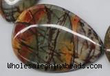 CPJ38 15.5 inches 40*60mm flat teardrop picasso jasper beads wholesale