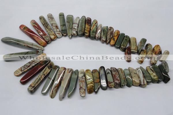 CPJ40 15.5 inches multi size wand picasso jasper beads wholesale