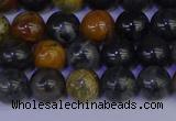 CPJ472 15.5 inches 8mm round black picasso jasper beads wholesale