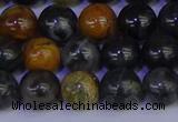 CPJ473 15.5 inches 10mm round black picasso jasper beads wholesale