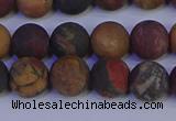 CPJ503 15.5 inches 10mm round matte picasso jasper beads wholesale