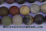 CPJ513 15.5 inches 10mm round matte polychrome jasper beads wholeasle