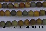 CPJ520 15.5 inches 4mm round matte wildhorse picture jasper beads