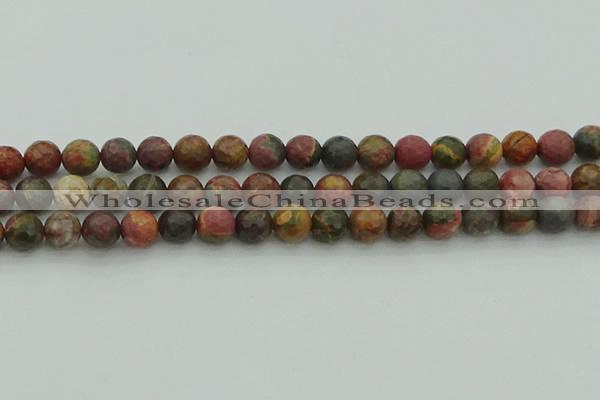 CPJ532 15.5 inches 8mm faceted round picasso jasper beads