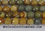 CPJ541 15.5 inches 6mm faceted round wildhorse picture jasper beads