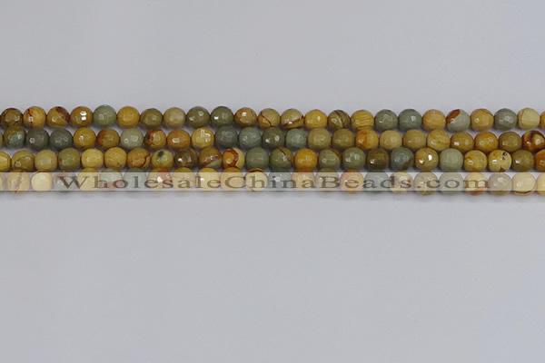 CPJ541 15.5 inches 6mm faceted round wildhorse picture jasper beads