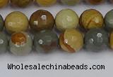 CPJ542 15.5 inches 8mm faceted round wildhorse picture jasper beads