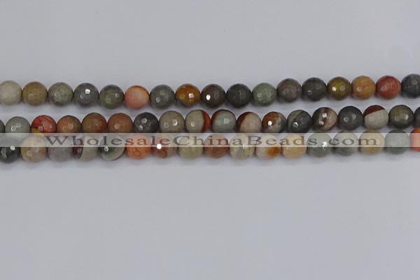 CPJ548 15.5 inches 8mm faceted round polychrome jasper beads