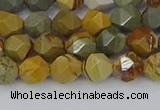 CPJ570 15.5 inches 6mm faceted nuggets wildhorse picture jasper beads