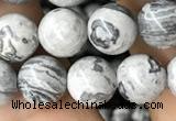 CPJ582 15.5 inches 8mm round grey picture jasper beads wholesale