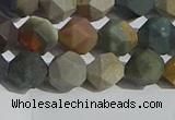 CPJ591 15.5 inches 8mm faceted nuggets matte polychrome jasper beads