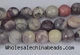 CPJ610 15.5 inches 4mm faceted round purple striped jasper beads