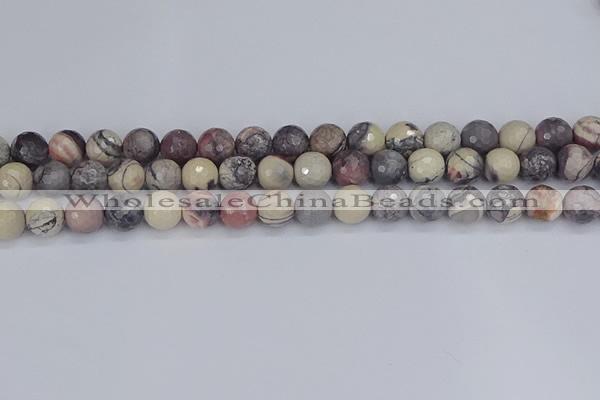 CPJ612 15.5 inches 8mm faceted round purple striped jasper beads