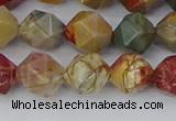 CPJ627 15.5 inches 8mm faceted nuggets picasso jasper beads