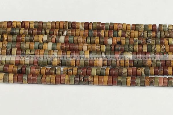 CPJ680 15.5 inches 2.5*4mm heishi picasso jasper beads wholesale