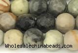 CPJ715 15 inches 6mm faceted round black picasso jasper beads