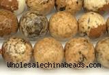 CPJ720 15 inches 6mm faceted round picture jasper beads