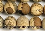 CPJ747 15 inches 8mm round matte picture jasper beads