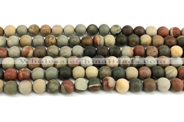 CPJ751 15 inches 6mm round matte American picture jasper beads