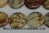 CPJ80 15.5 inches 25mm flat round picasso jasper gemstone beads