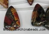 CPJ96 Top-drilled 15*25mm – 16*36mm flat teardrop picasso jasper beads