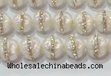 CPL01 15.5 inches 9*10mm nuggets pearl with rhinestone beads