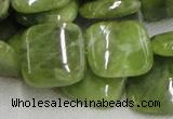 CPO11 15.5 inches 20*20mm square olivine gemstone beads wholesale