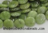 CPO16 15.5 inches 12mm flat round olivine gemstone beads wholesale