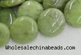 CPO18 15.5 inches 20mm flat round olivine gemstone beads wholesale