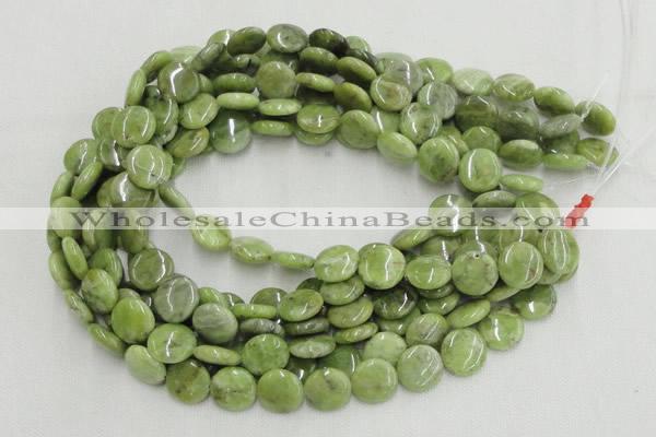 CPO18 15.5 inches 20mm flat round olivine gemstone beads wholesale