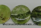 CPO30 15.5 inches 25mm flat round olivine gemstone beads wholesale