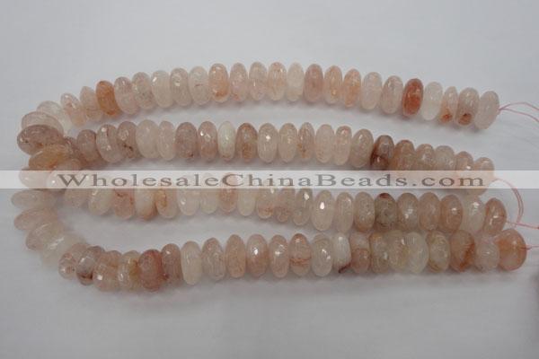 CPQ215 15.5 inches 8*16mm faceted rondelle natural pink quartz beads