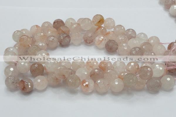 CPQ25 15.5 inches 12mm faceted round natural pink quartz beads