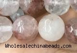 CPQ314 15.5 inches 12mm faceted round pink quartz beads wholesale