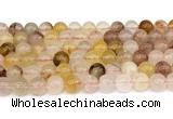 CPQ362 15.5 inches 8mm round pink & yellow quartz gemstone beads