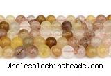 CPQ363 15.5 inches 10mm round pink & yellow quartz gemstone beads