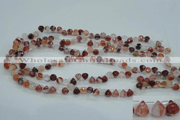 CPQ41 Top-drilled 7*7mm faceted teardrop natural pink quartz beads