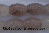 CPQ90 15.5 inches 15*20mm carved rice natural pink quartz beads